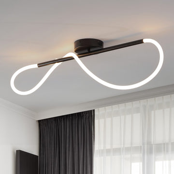 Alessio Contemporary Minimalist 360 Adjustable Silicone Neon Rope Dimmable Linear Integrated LED Flush Mount - JONATHAN Y